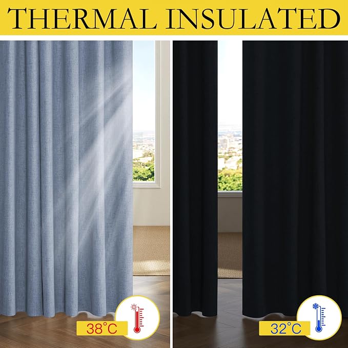 NICETOWN Short 100% Blackout Curtains 63" Long, Burlap Linen Drapes - Image 6