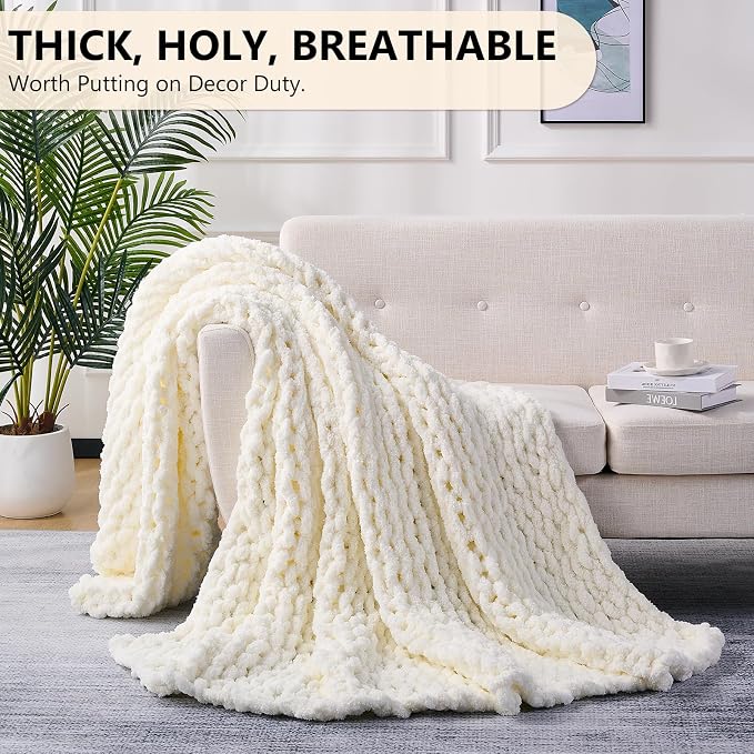 L'AGRATY Chunky Knit Throw Blanket - Image 5
