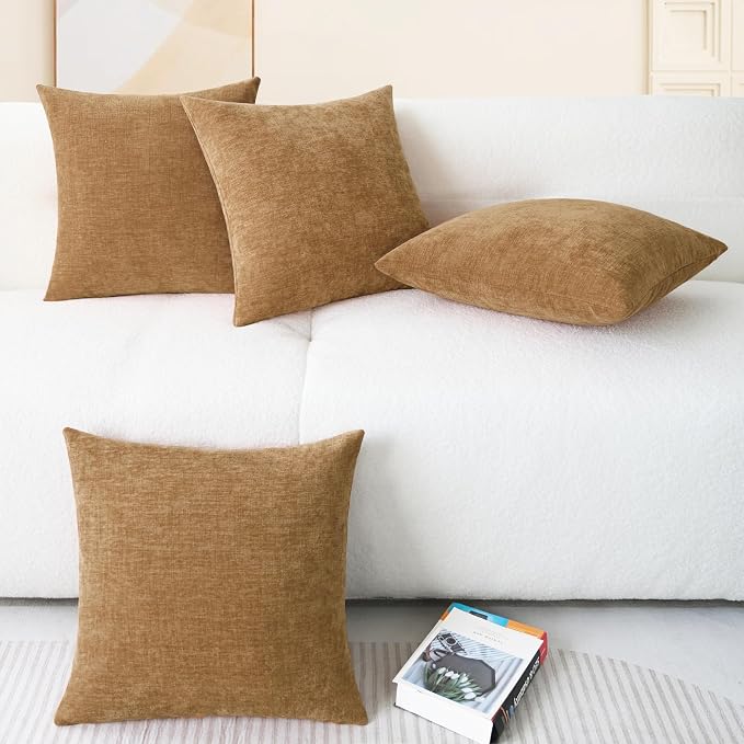 CaliTime Decorative Couch Throw Pillow Covers 18 X 18 Inches Apricot Brown | - Image 6