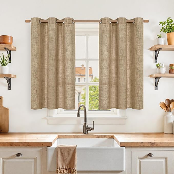 YoungsTex Burlap Linen Curtains 40 Inch Long by YoungsTex
