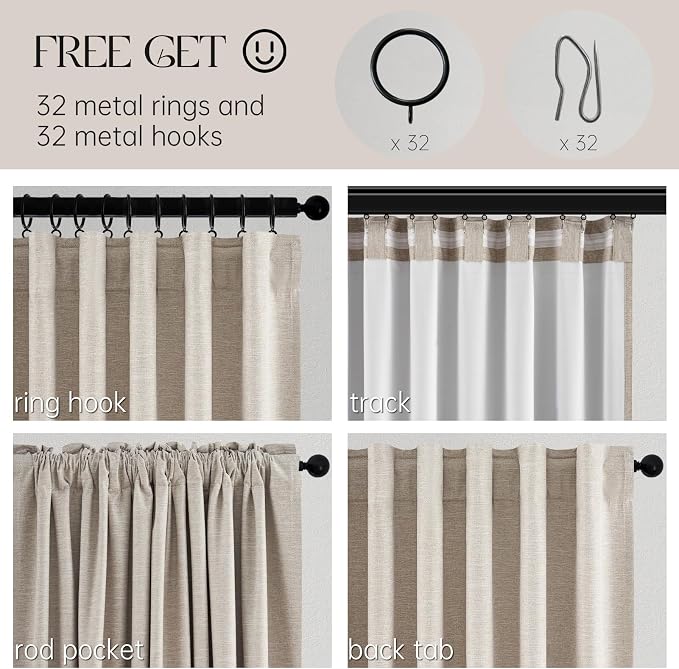 Topfinel 54 Inch Long Linen Blackout Tiers Curtains - Image 4