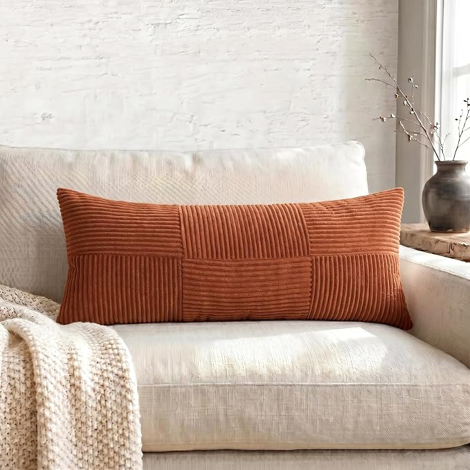 Fancy Homi Set of 2 Rust Boho Long Lumbar Body Decorative Throw Pillow Cover - Image 5