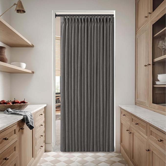 Semi Sheer Linen Blend Pinch Pleated Charcoal Grey Curtains 72 Inch Long | - Image 7