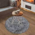 Grey Round Rugs for Bedroom, Fluffy Circle Rug 2 2 Feet for Kids Room, Furry by TENNOLA