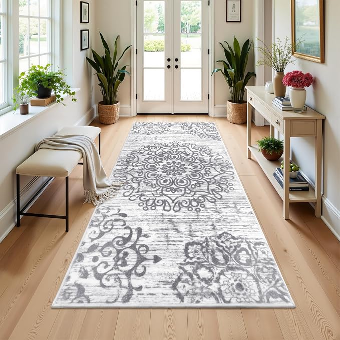 HEBE Hallway Runner Rug 3'x6', Washable Non Slip Kitchen Rug Runner | Soft Boho - Image 9