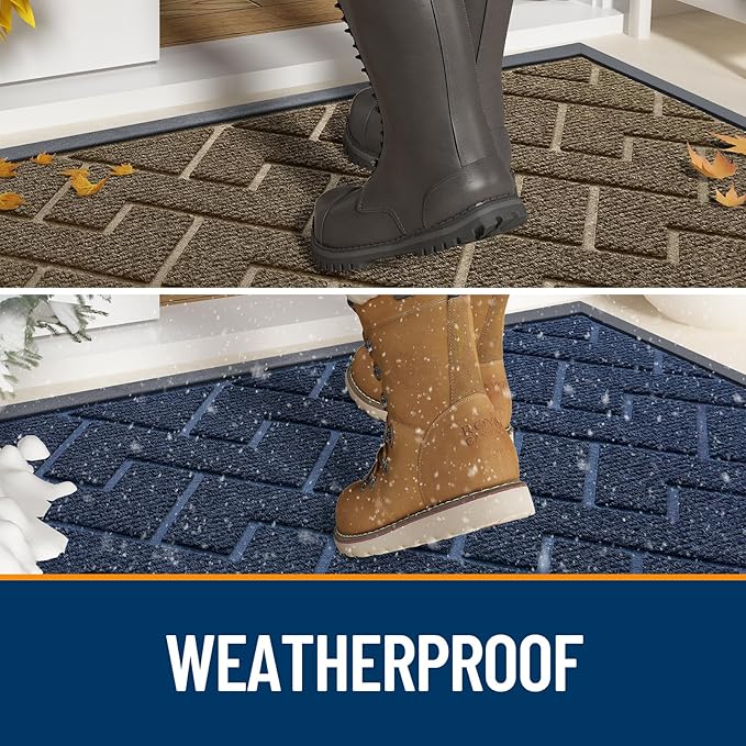 OLANLY Front Door Mat Outside 47x32, All-Season Absorbent Rubber Doormat | Wine - Image 3