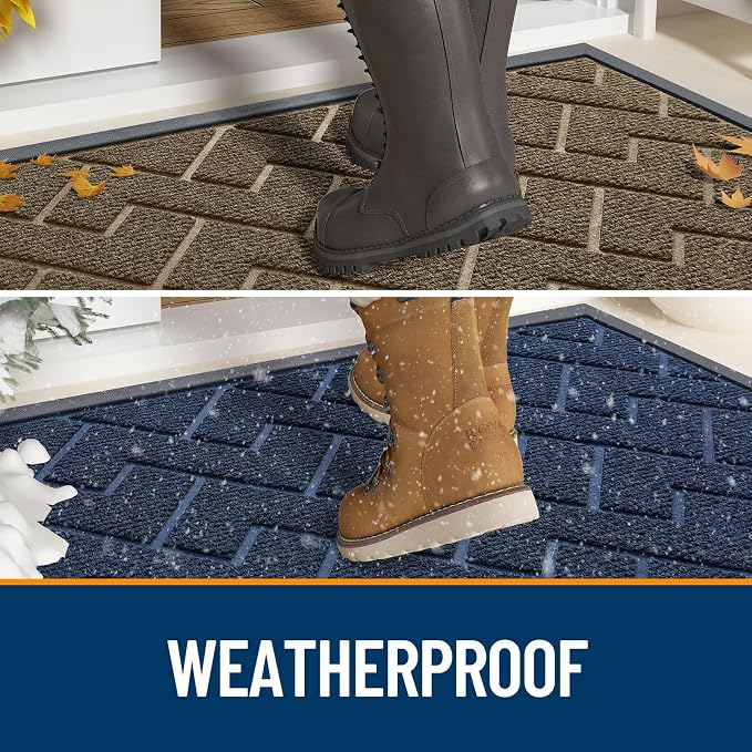 OLANLY Front Door Mat Outside 71x23, All-Season Absorbent Rubber Doormat | Green - Image 3