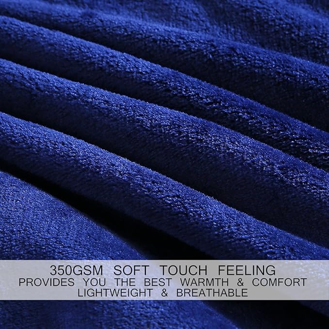 Soft Travel Size Blanket All Season Warm Fuzzy Microplush Lightweight Thermal Fleece Blankets for Couch Bed Sofa,Throw,50x61 Inches,Royal Blue