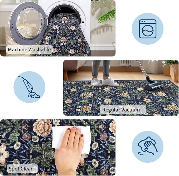 GarveeHome Small Navy Entryway Rug, 2x3 Washable Front Door Rug Indoor Entrance - Image 6