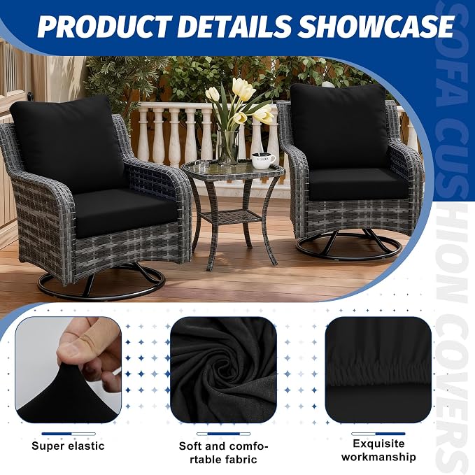 4Pcs Patio Cushion Covers, Outdoor Stretch Cushion Covers, Washable | Stretch - Image 3