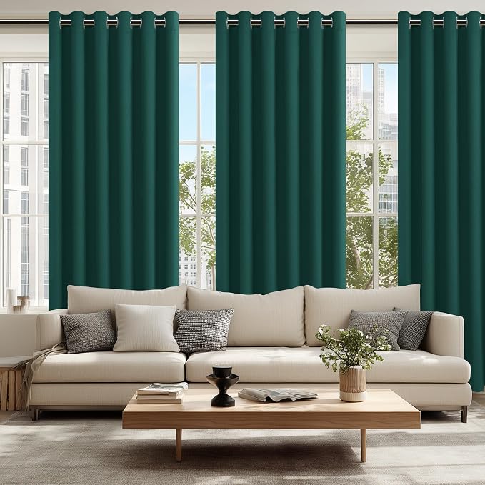 Blackout Curtains for Bedroom, Hunter Green, 70 x 84 Inch, 2 Panels | Thermal - Image 6