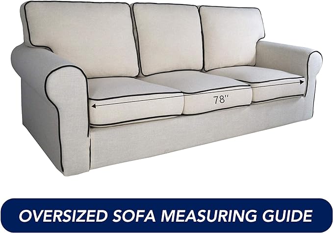 PureFit Stretch Oversized Couch Covers Fleece Sofa Slipcovers Classic Blue | - Image 6