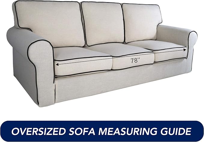 PureFit Stretch Oversized Couch Covers Fleece Sofa Slipcovers Black | 1-Piece - Image 6