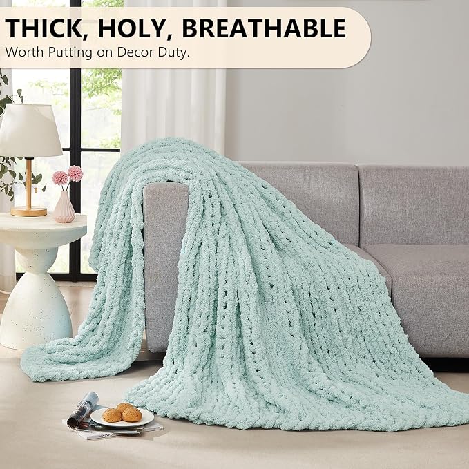 L'AGRATY Chunky Knit Throw Blanket - Image 5