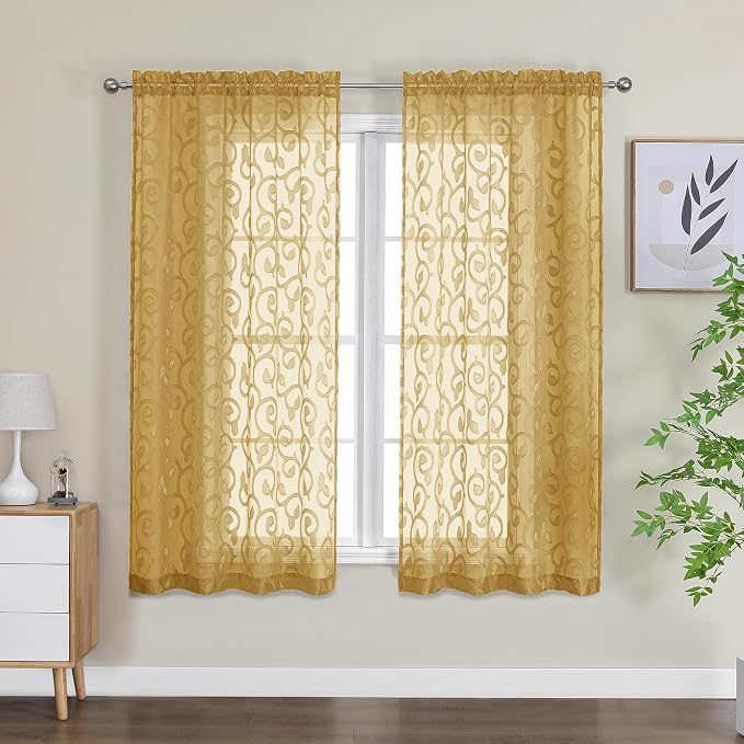 Furman Gold Sheer Curtains 63 inch Length - Image 2