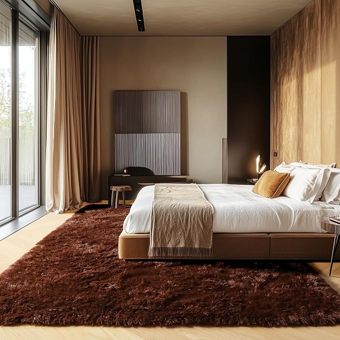 Brown 6x9 Area Rugs for Living Room Bedroom, Large Fluffy Bedside Throw Rug - Image 5