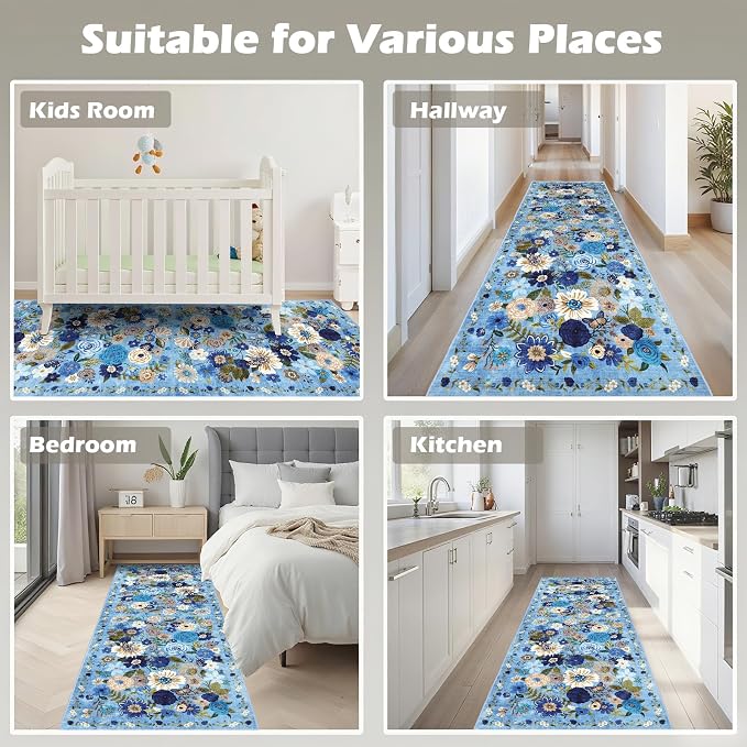 Rug for Hallways Kitchen Runner 2x8 Rug | Non Slip Washable Rugs - Image 3