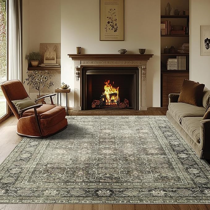 8x10 Retro Washable Area Rugs for Living Room, Dining Room, Nursery | Ultra by Lbris