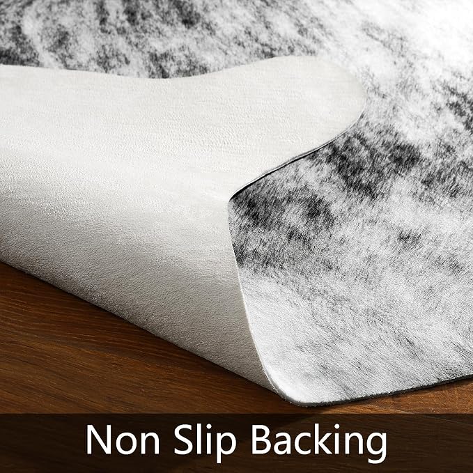 Western Faux Cowhide Rug, Animal Cow Hide Rug, 6.2 x 5.2 Ft Black | Premium - Image 4