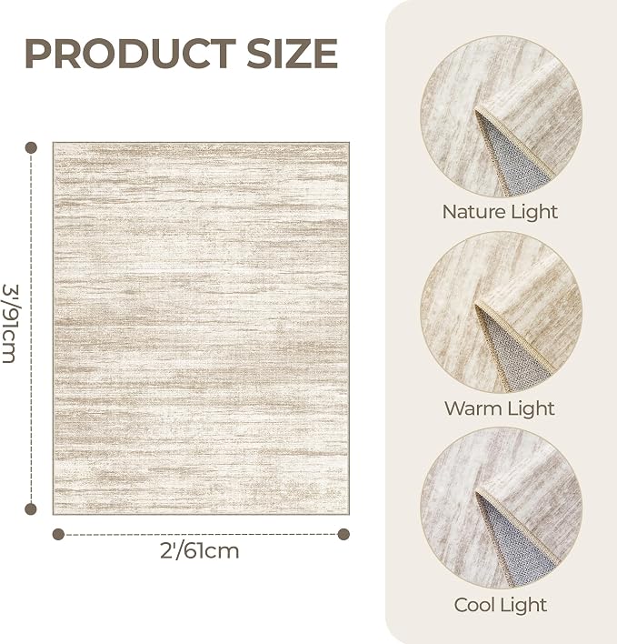 2x3 Rug Non Slip, Small Washable Entryway Rug, Runner - Image 2