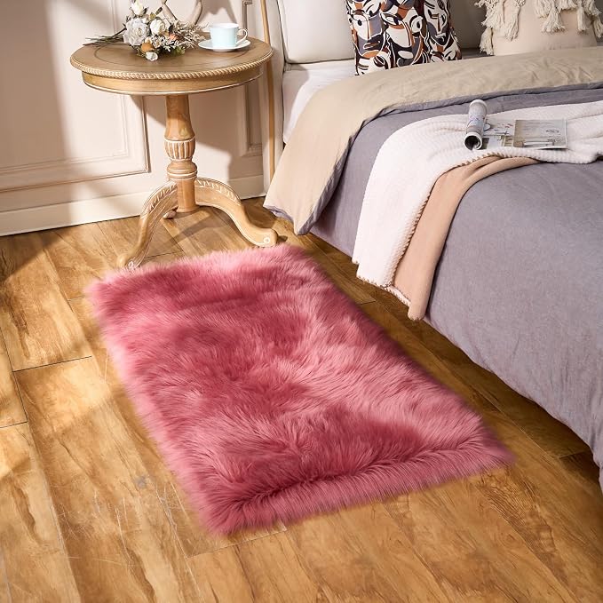 EasyJoy Ultra Soft Fluffy Shaggy Area Rug, 2 x 4 ft Rectangle, Blush Pink | - Image 6