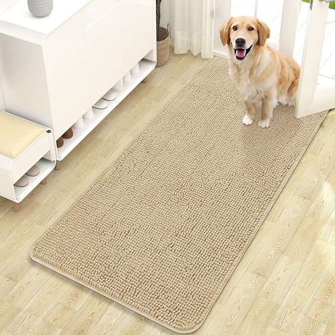 OLANLY Dog Door Mat for Muddy Paws 47x24, Super Absorbent Chenille Mud Mat | by OLANLY