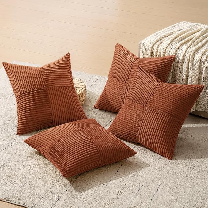 MIULEE Fall Boho Farmhouse Rust Decorative Throw Pillow Covers 18x18 Inch 4 - Image 8