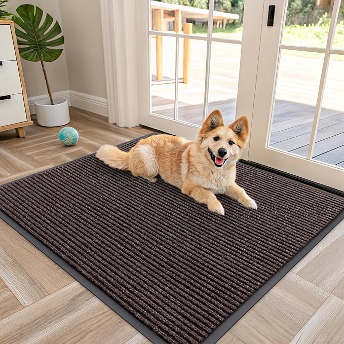 OLANLY Front Door Mat 40x32, Waterproof Heavy-Duty Indoor Outdoor Doormat | Tan by OLANLY