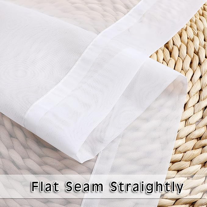 White Sheer Curtains 36 Inch Length Kitchen Tiers Short Voile Drapes Solid - Image 5