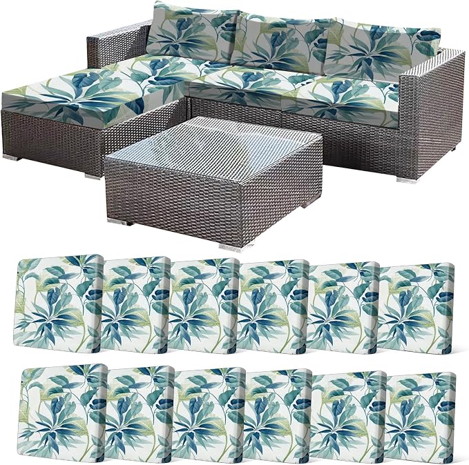 CALBODE 12 Pcs Stretch Sofa Chair Seat Cushion Covers, Breathable, Botanical by CALBODE