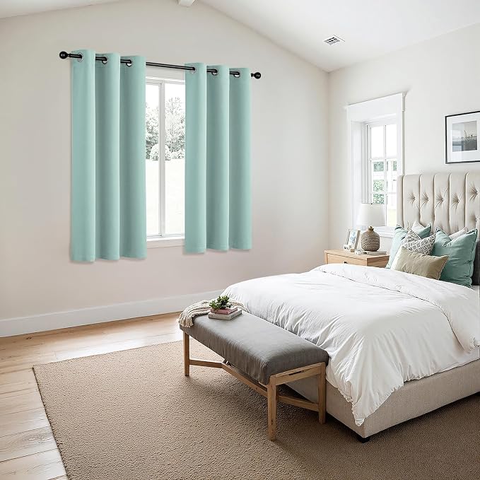 MIULEE Blackout Curtains for Bedroom 2 Panels 40 x 45 Inch Long Aqua | Thermal - Image 6