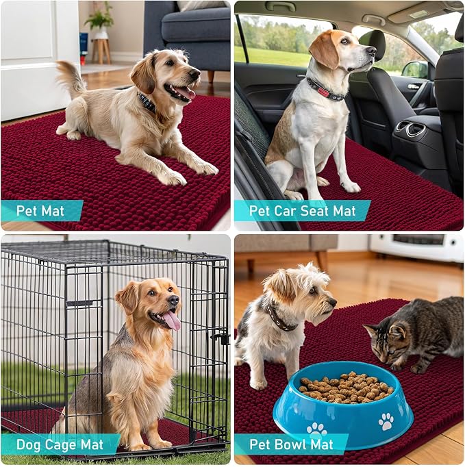 OLANLY Dog Door Mat for Muddy Paws 47x20, Super Absorbent Chenille Mud Mat | - Image 7