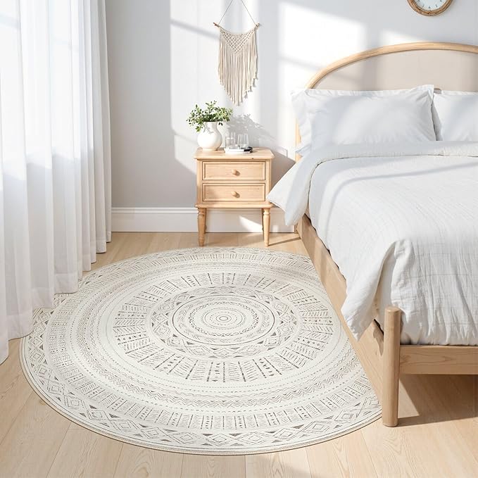 cotiled 6x6 Round Rug 6ft Circle Living Room Boho Area Rugs | Washable Foldable - Image 2