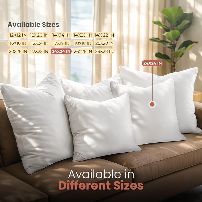 Utopia Bedding 24x24 Pillow Inserts, 2 Pack | Indoor cushion inserts - Image 6