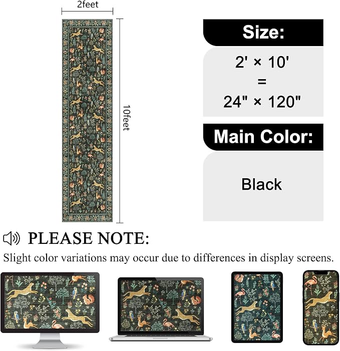 DUKINO 2x10 Kitchen Runner Rug, Soft Non Slip Animal Washable Rug, Non-Shedding - Image 2
