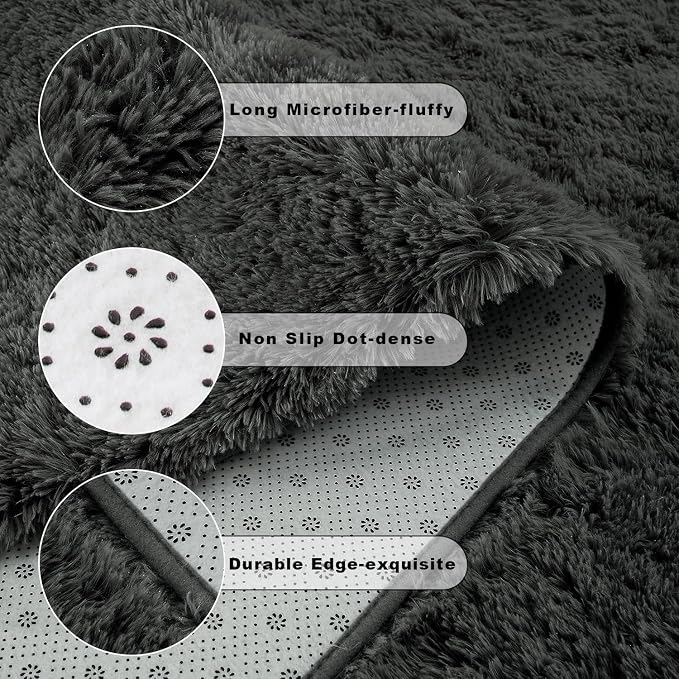 Chicrug Soft Area Rugs for Bedroom Living Room Plush Fluffy Rug 5x8 | Shag - Image 6