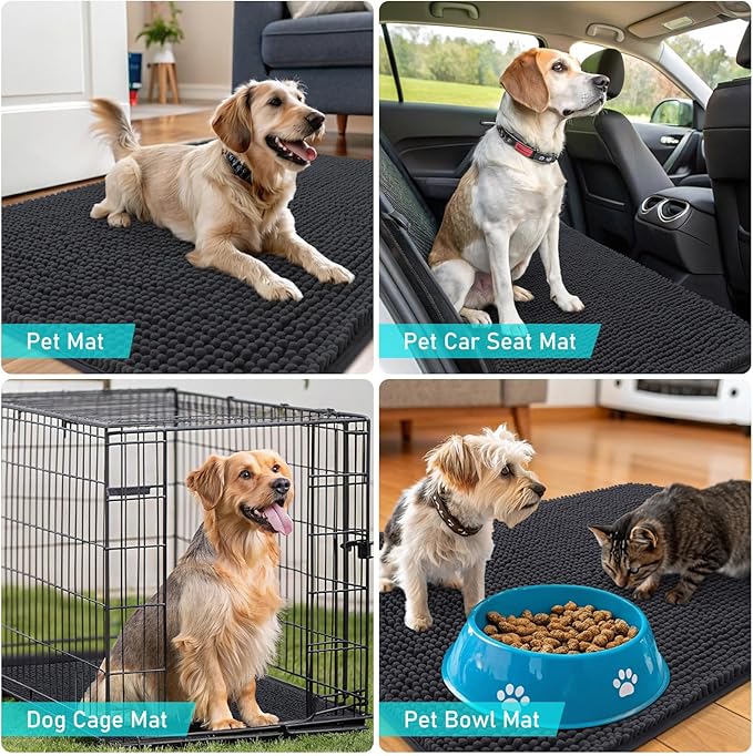 OLANLY Dog Door Mat for Muddy Paws 70x35, Super Absorbent Chenille Mud Mat | - Image 7
