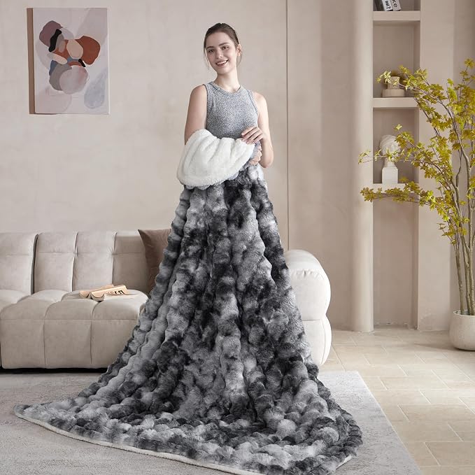 50x60 Inches Ultra-Soft Fuzzy Faux Fur Plush Throw Blanket - Image 4