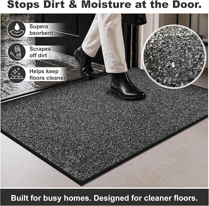 Super Absorbent Front Door Mat, Non-Slip Washable Indoor Doormats, Low Profile - Image 4