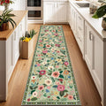 Floral Washable 2x8 Area Rugs Runner Entryway Hallway LightGreen | Flower by RELEANY