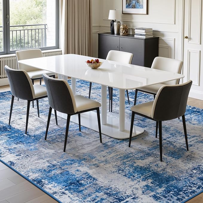 Rugflix 8x10 Area Rugs for Living Room, Washable Blue Grey Large Rug | Machine - Image 3