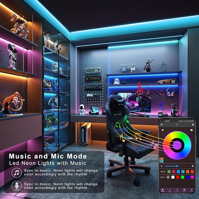 Led Lights for Bedroom 150ft (2 Rolls * 75ft) Music Sync Color Changing Led Strip Lights with 60 Key Remote and App Control RGB Led Light Strip for Home Party Room Decoration