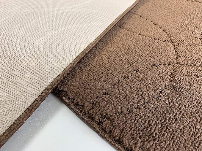 Custom Size Modern Geometric Pattern Carpet Runner Rug for Hallways, Slip Resistant Latex Rubber Backed, 31 inch Wide X Customized Length, Circles Brown, 31 inch X 17 feet