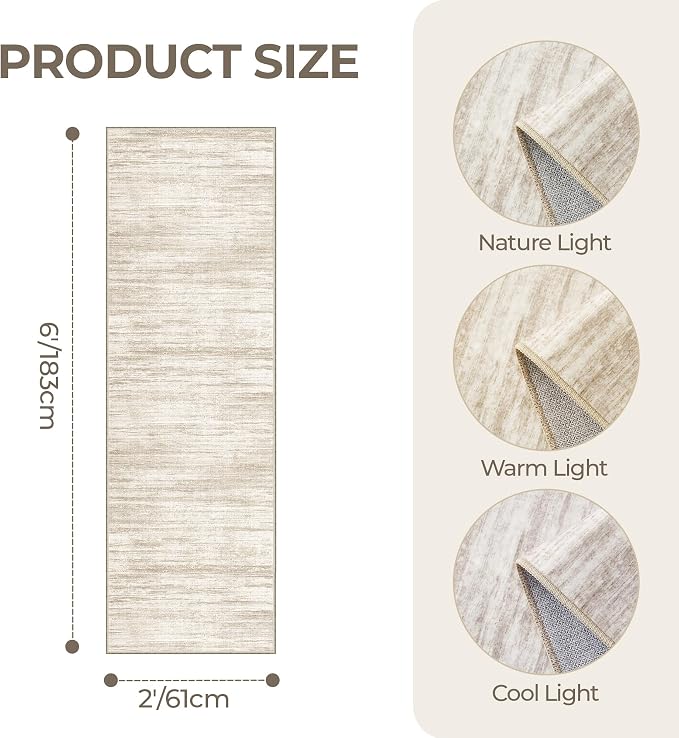 2x6 Runner Rug Non Slip, Washable Hallway Runner Rug, Nursery Room, Soft Runner - Image 2