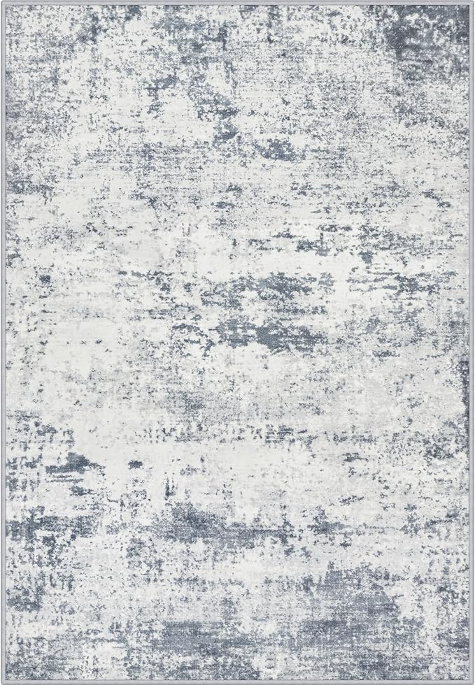 Area Rug Living Room: 8x8 Modern Washable Soft Carpet Blue Grey | by FXRHLP