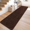 2x10 Bedside Area Rugs for Bedroom Soft Fluffy Shag Brown Rug for Hallway by JiaoBaba