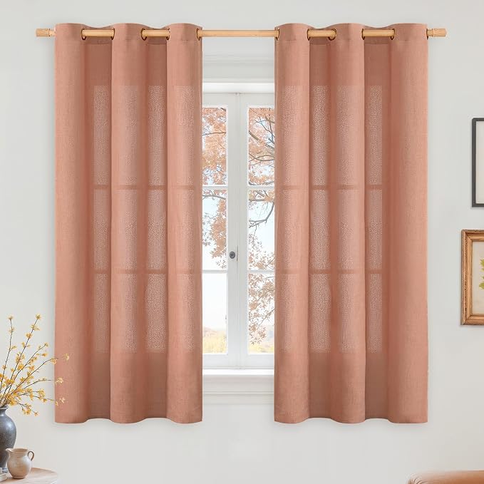 YoungsTex Terracotta Linen Curtains 45 Inch Length by YoungsTex