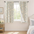 Blackout Vintage Floral Linen Curtains Blue on Beige 50×63 2 Panels | Elisa by Lazzzy