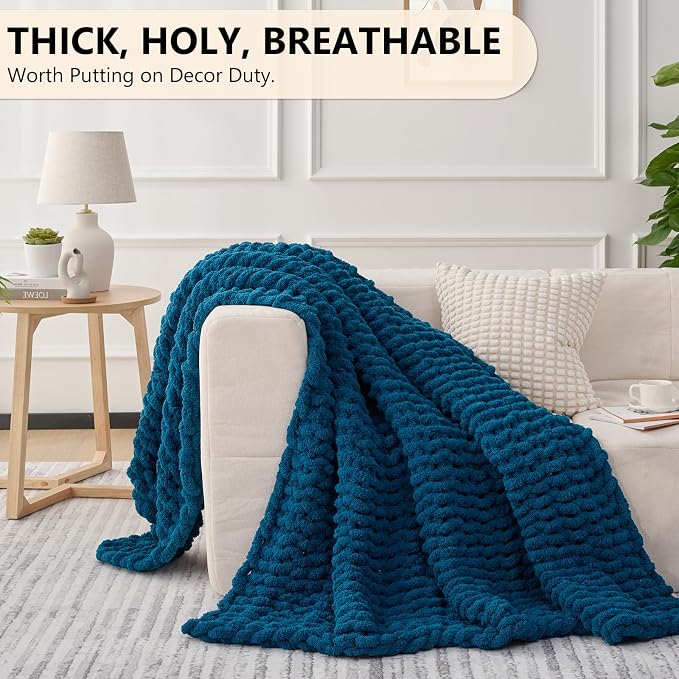 L'AGRATY Chunky Knit Throw Blanket - Image 6