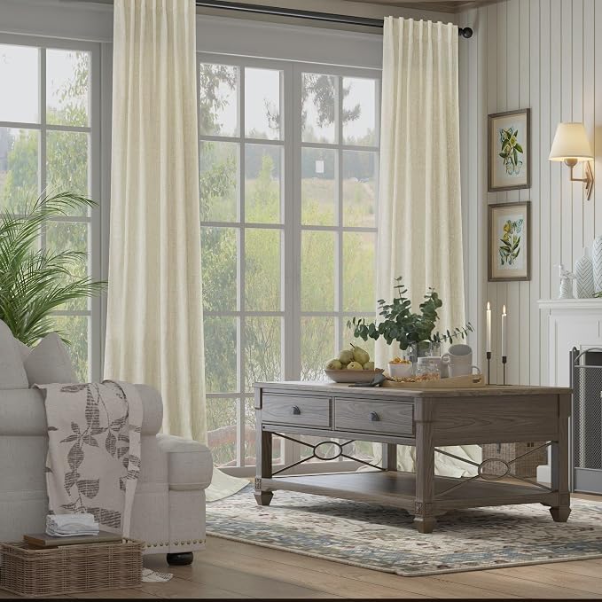 Pitalk 108 Inch Long Curtains for Living Room Birch Beige Linen Extra Long - Image 6